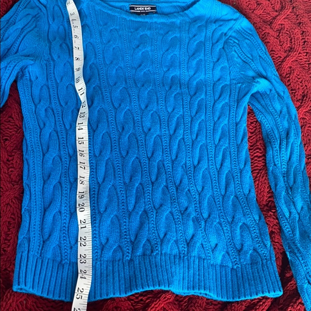 Land’s End blue cable knit sweater - Picture 6 of 6